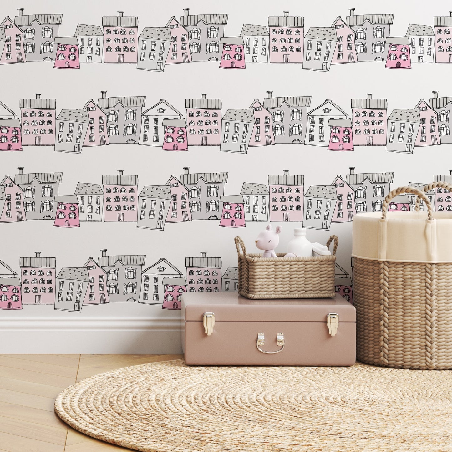 Ribbon Houses Wallpaper