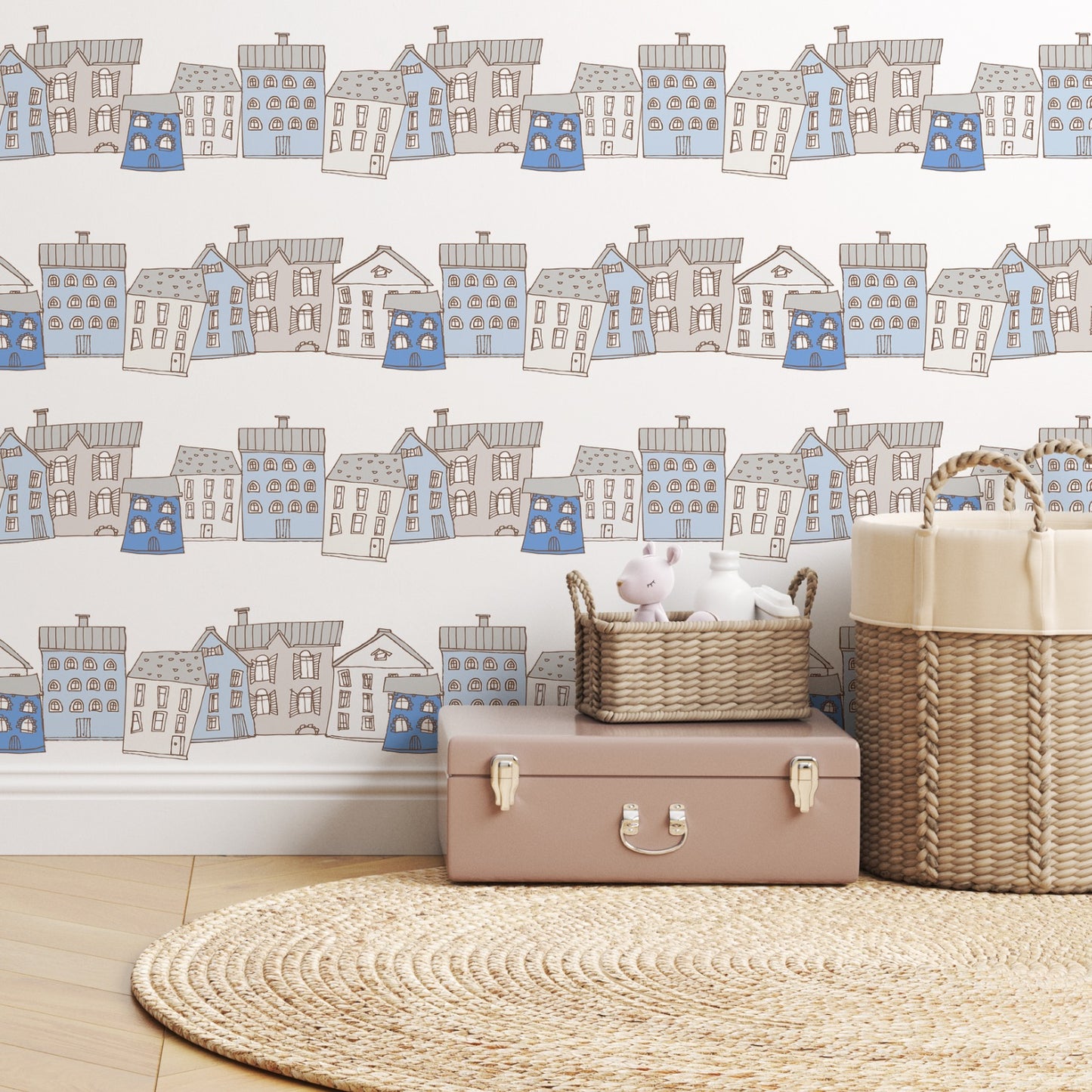 Ribbon Houses Wallpaper