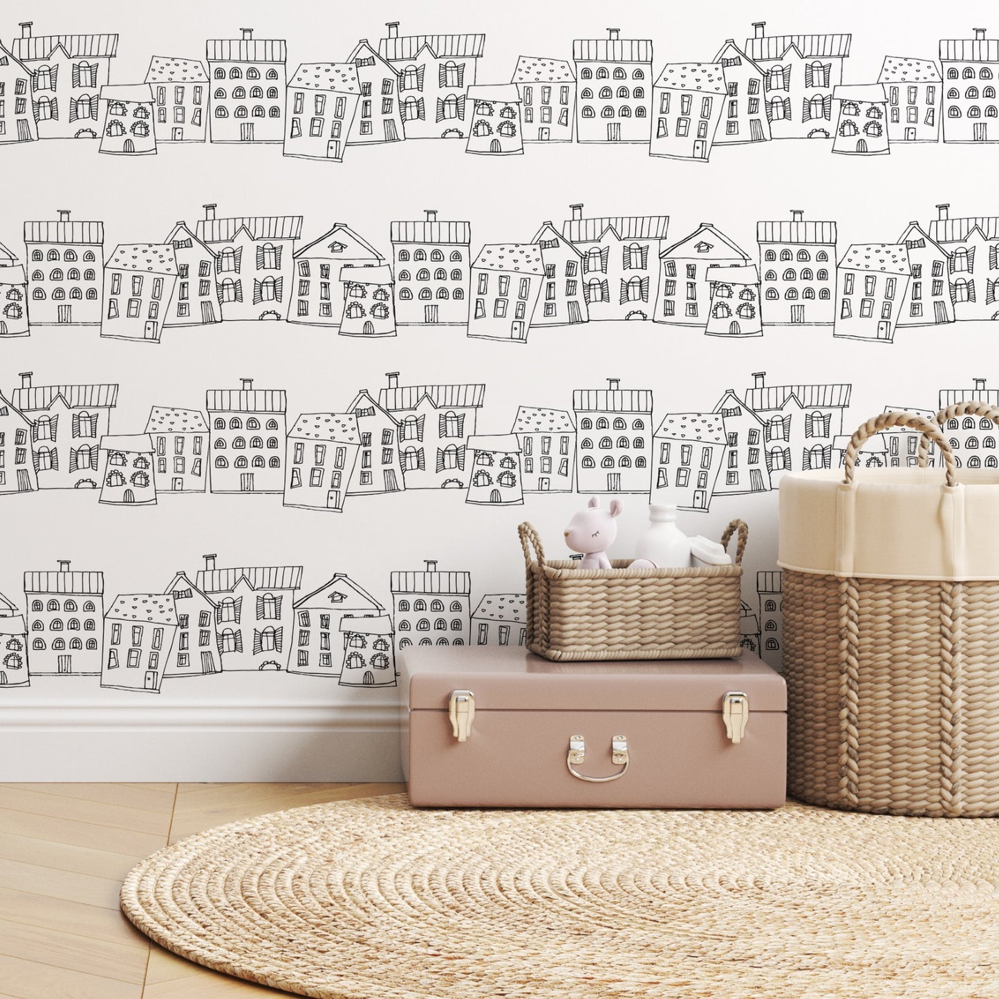Ribbon Houses Wallpaper