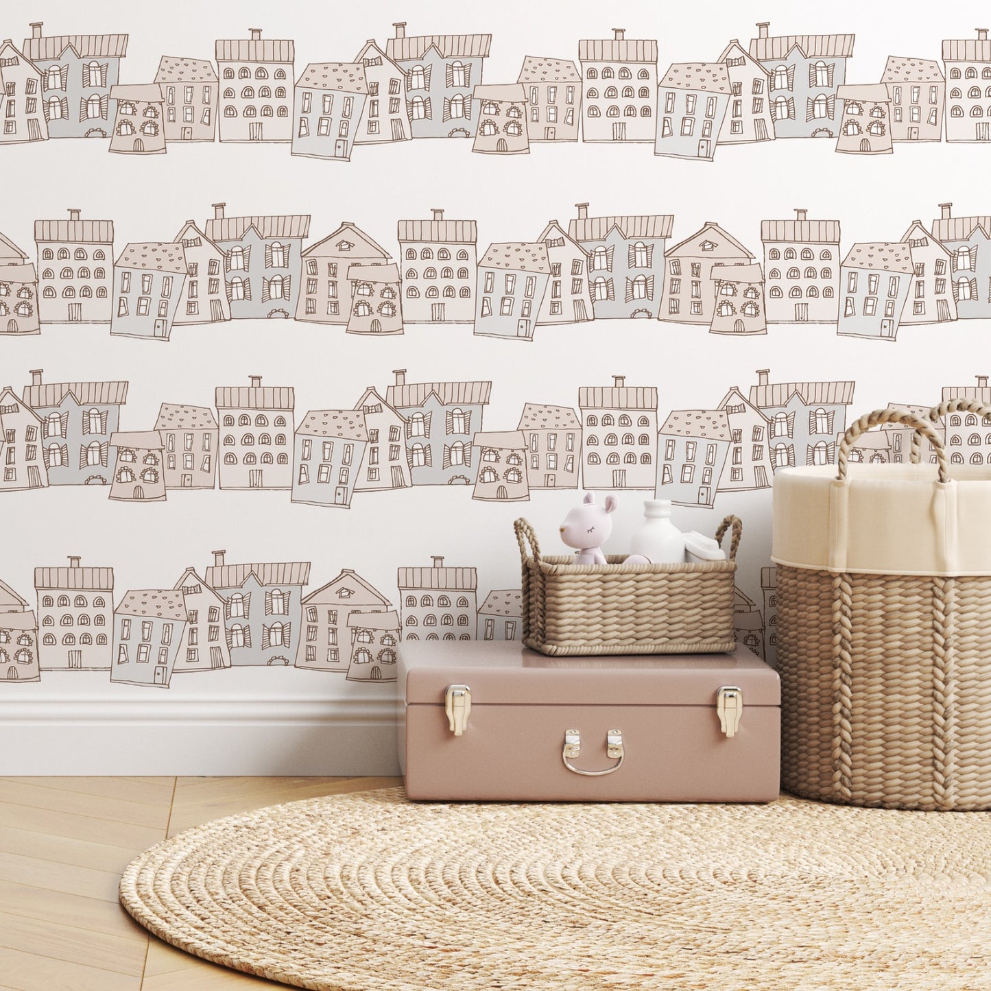 Ribbon Houses Wallpaper