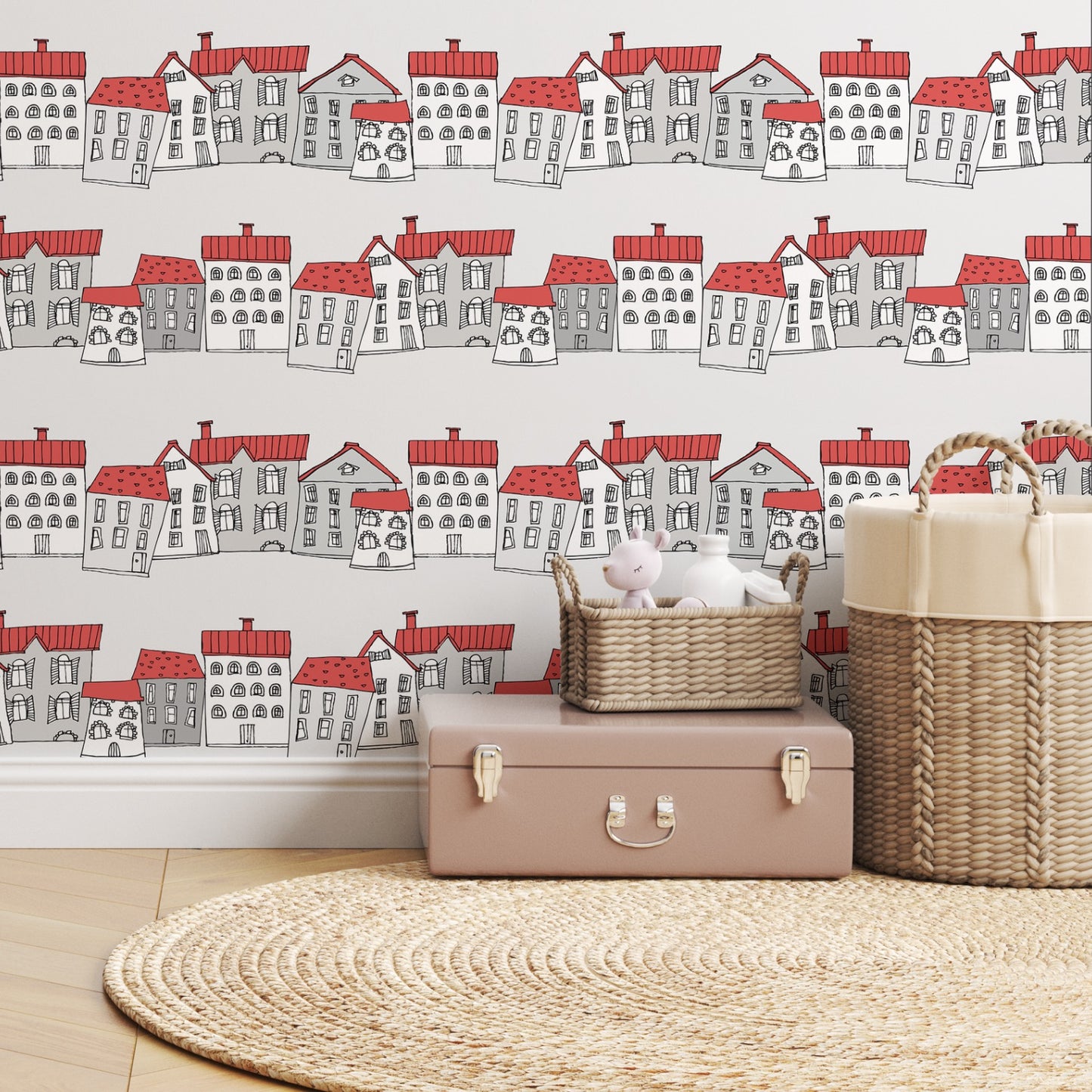 Ribbon Houses Wallpaper