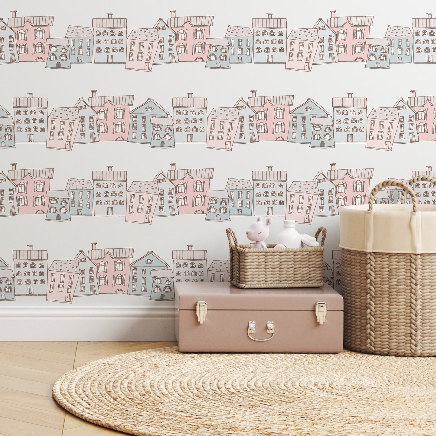 Ribbon Houses Wallpaper