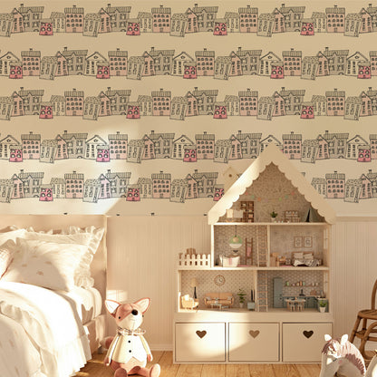 Ribbon Houses Wallpaper