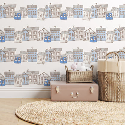 Ribbon Houses Wallpaper