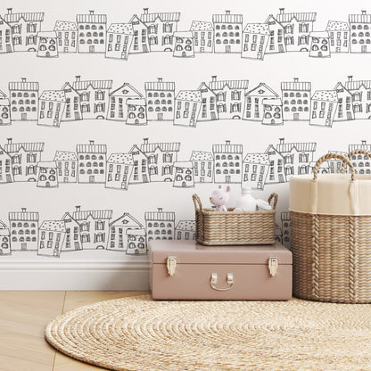 Ribbon Houses Wallpaper