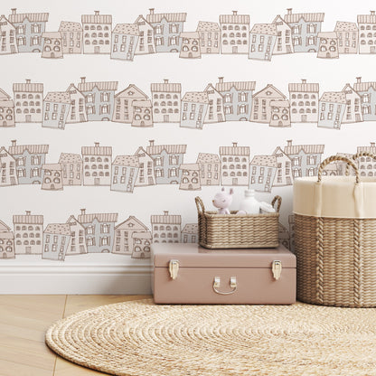 Ribbon Houses Wallpaper