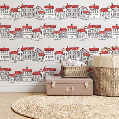 Ribbon Houses Wallpaper