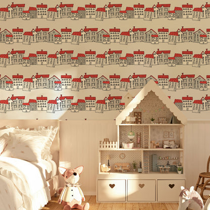 Ribbon Houses Wallpaper
