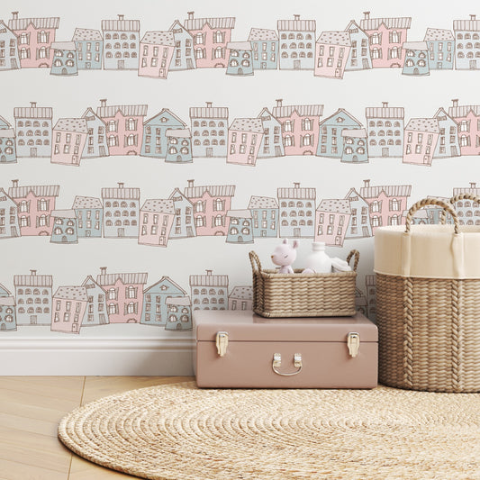 Ribbon Houses Wallpaper